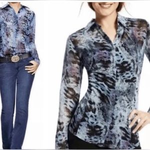 CAbi semi-sheer button-up blouse. Pretty!